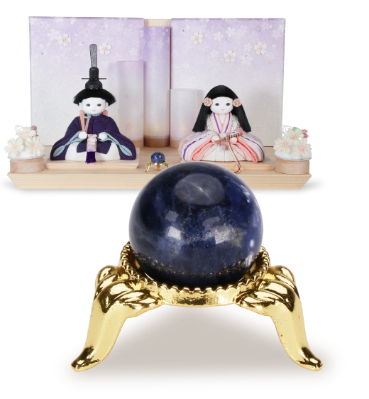 紺色の天然石を添えた、きあらの夜空のらんたん